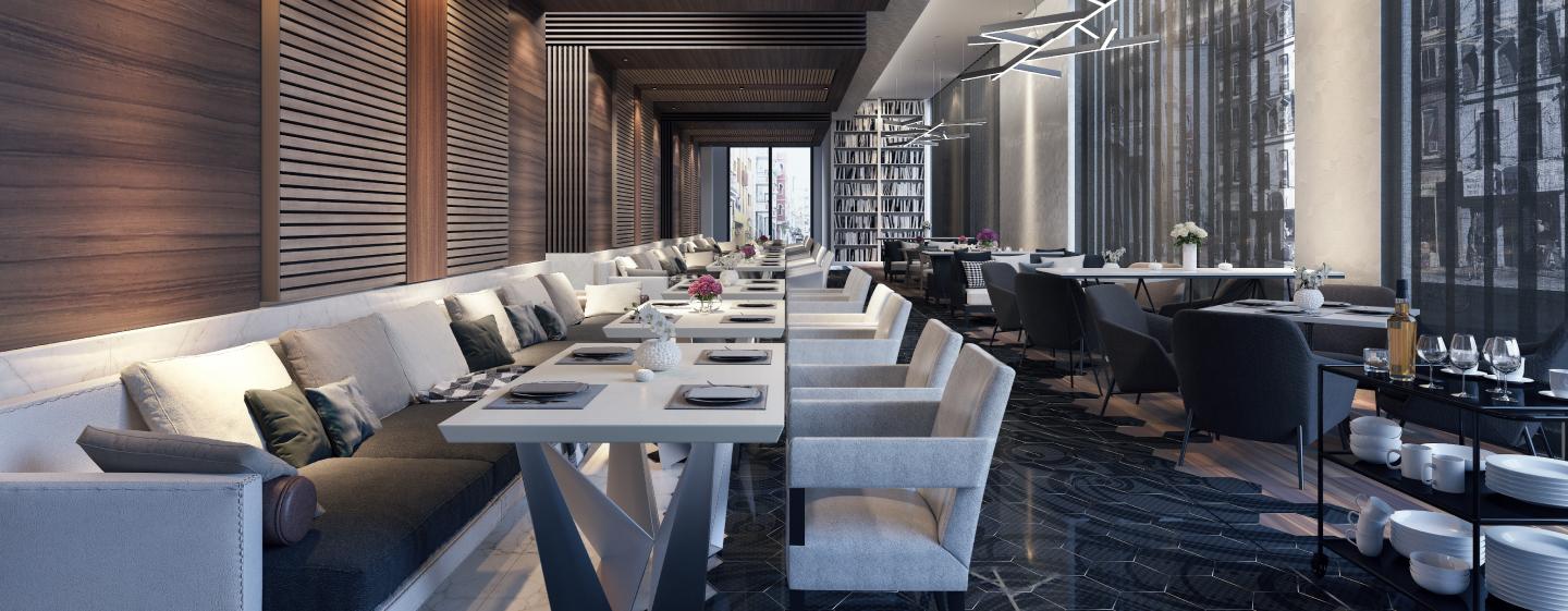 Hotel dining furniture by Mayuri Furnitures with elegant dining tables and upholstered chairs in Bangalore